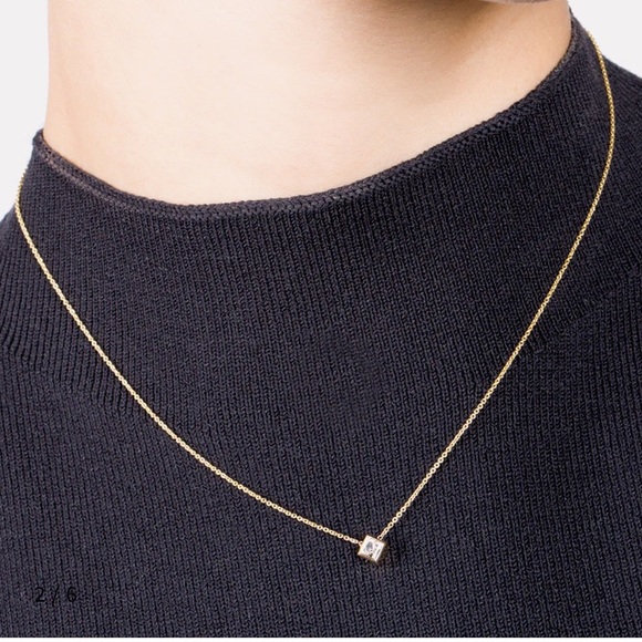 Stone & Strand Medium Princess Diamond Necklace 14k RG - Picture 2 of 6